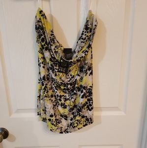 Black and Yellow Strapless Top